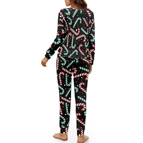Image of Womens Lounge Set Long Sleeve Soft Pajama Sets Casual 2 Piece Pj Outfit Crewneck Sleepwear with Pockets Plus Size
