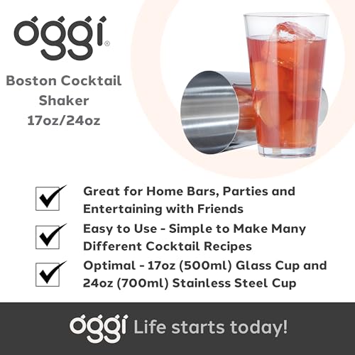 Coctelera Boston profesional y kit de camarero OGGI con mezclador de acero 8
