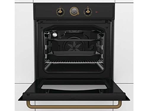 Gorenje Einbauherd Set Schwarz Retro Look autarkes 60cm Glaskeramik Kochfeld Heißluft Grill Herd-Kochfeld-Kombination – Bild 6