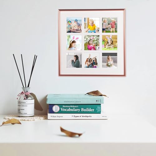 Porte-photo mural aluminium cadre photo multi-vues 9 compartiments table