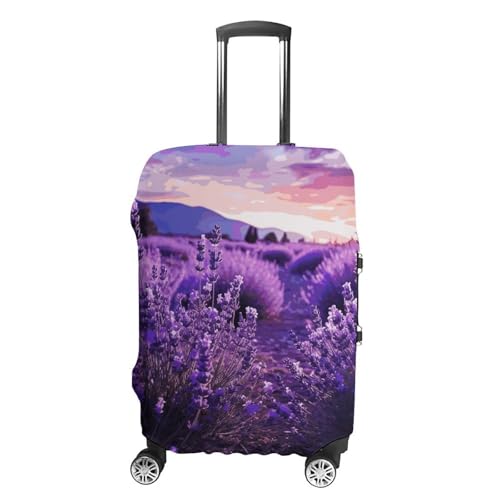 Purple Lavender Printed Luggage Cover Protector, Fits 18-32 Inch Luggage