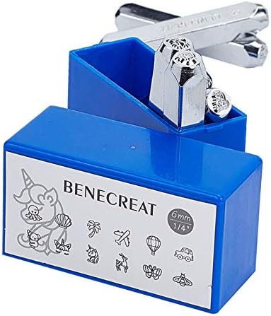 BENECREAT 42 Pack (3mm 1/8") Letter Number and Symbol Metal Stamp Set, Electroplated Matte Carbon Steel Uppercase Stamps Punch Press Tool for Imprinting Marking on Metal Wood Leather