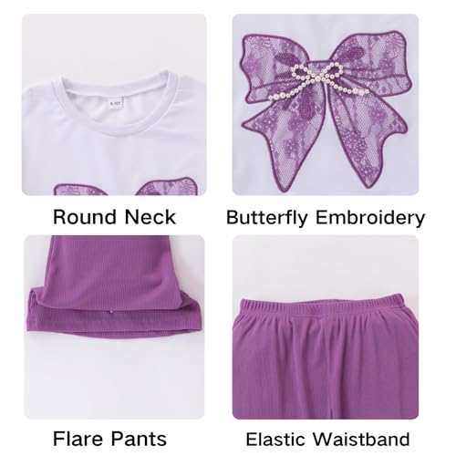 Image of Girls Clothes 2 Piece Cute Butterfly Sweatshirt & Flared Pants /Cargo Pants Winter Outfits for Teen Girls 7-14Y