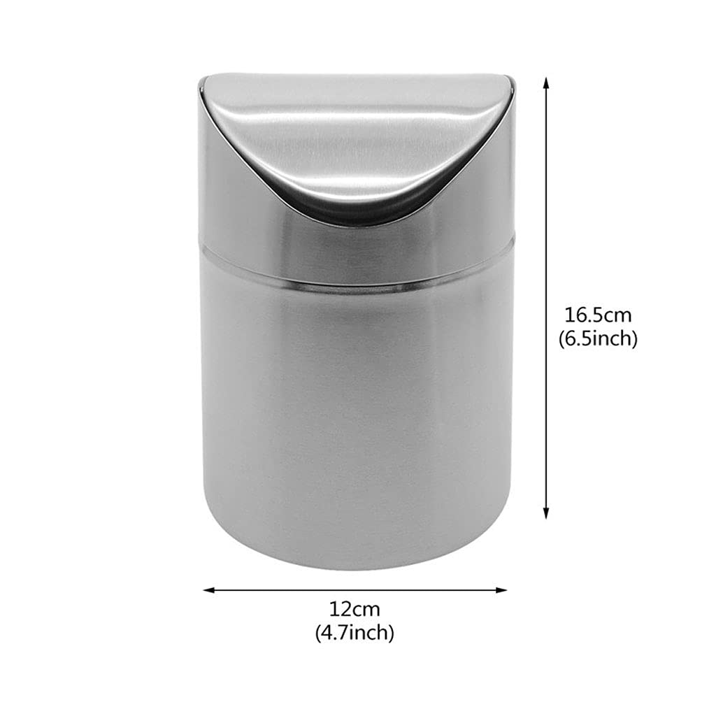 Pattumiere da Cucina, Mini pattumiera in Acciaio Inox Spesso, Cestino per la Carta straccia da Ufficio, capacità 1,5 l, Adatto per scrivania, Ufficio, Cucina