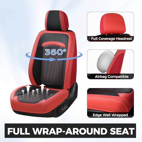 Image of FLORICH Seat Covers Full Set, Leather Seat Covers for Cars, Car Seat Protector Waterproof Breathable, Universal Automotive Seat Covers, Front and Rear Car Seat Cover Fit for Most Cars SUV Truck