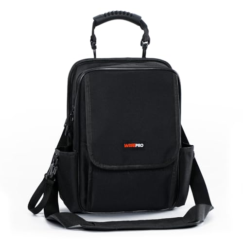 WISEPRO Zippered Electricians Tool Pouch, Waterproof 600D Tool Pouches Organization with Shoulder Straps and Belt Loop, HVAC Tools Belt Bag Utility Pouch
