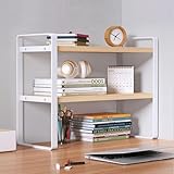 Vinnatsu卓上 ラック 小さい棚 デスク上収納ラック デスク 棚 整理棚 デスク上置き棚 卓上本棚 2段 机の上に置く棚 デスク収納 デスクシェルフ 本立て 高さ調整 オープンシェルフ 2段 木製 収納 本棚 クランプ式 簡単組立 スペース活用 おしゃれ長さ40 幅20 高さ36CM