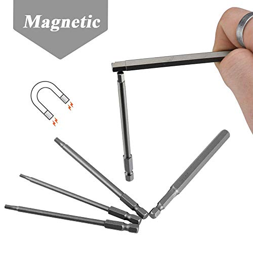 Mesee 6Pcs Magnetic Inner Hexagon Head Screwdriver Bits Set, H2.5-H8 Allen Wrench Drill Bit S2 Steel Screw Driver Power Tools Accessory Kit with 1/4\'\' Hex Shank, 100mm Length