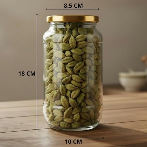 Image of STAR WORK 1000 Milliliter Glass Jar With Air Tight Gold Lid For Kitchen Dried Masla Storage Jar,Honey Jar,Jar And Container,Spice Masala Jar,Glass,Visible Glass Jar For Kitchen Storage Set Of (2)