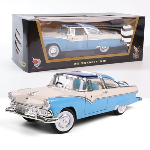 LUCKY DIE CAST 1955 Ford Crown Victoria 1/18 Scale Die-Cast Metal Model Premium Classic Vintage Alloy Cars with Display Case, for Kids Men and Teens Dad 14+ Year