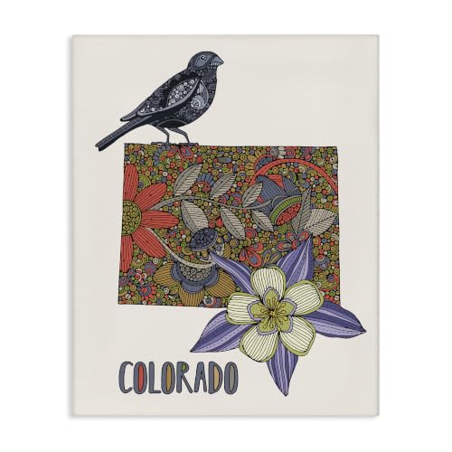 Stupell Industries Colorado State Flower Bird, 16 x 20 Inch Canvas Wall Art