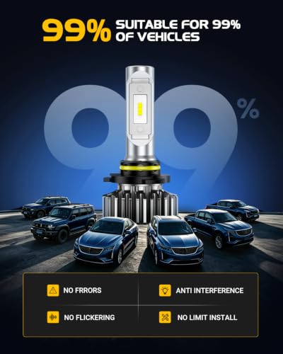 Image of 9005 LED Bulb, 70000LM 1000% Super Bright HB3 Led Bulb, 6000K Cool White 9005 /HB3 Light Bulbs, Long-Term Extended Lifespan with Smart IC, Pack of 2