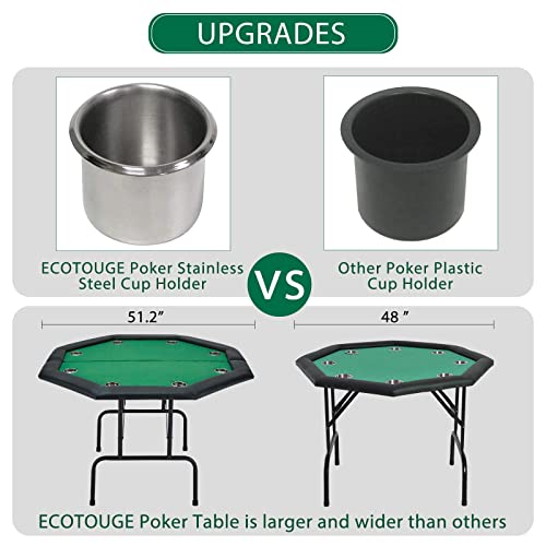 ECOTOUGE Poker Table w/Stainless Steel Cup Holder Casino Leisure Table