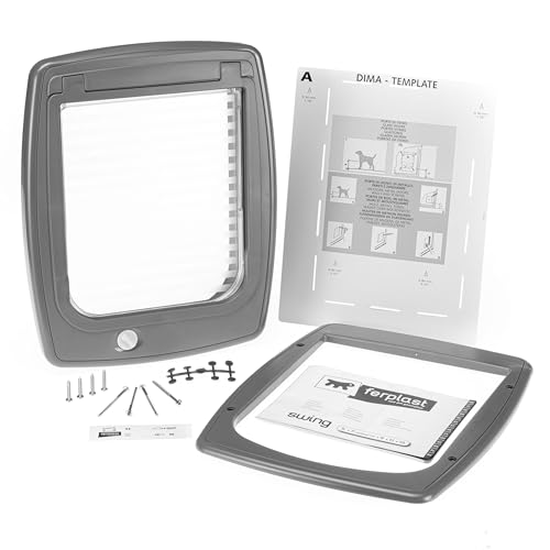 Ferplast Hundeklappe mittelgroße hunde, Katzenklappe, Haustiertür 4-wege steuerbarer Ein- und Ausgang, mit Schutz vor Zugluft, Kompletter Tunnel, SWING 11 Hundetür Haustierklappe, Weiß