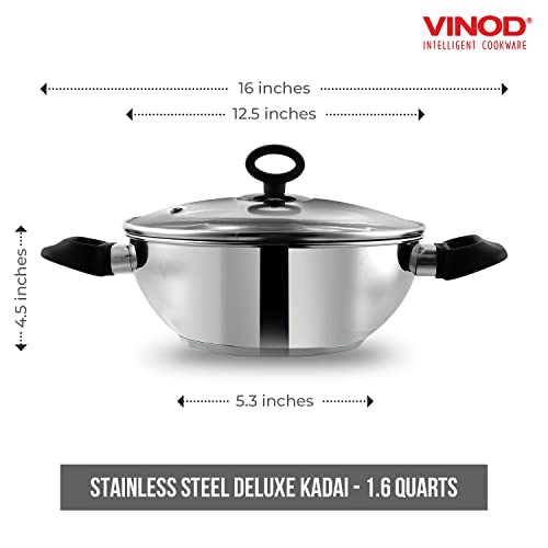 Vinod Deluxe Kadhai Wok de Acero Inoxidable 30cm 7 Litros miniatura 2