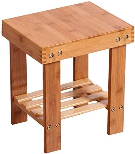 Banc de chaussure d'entree en bambou pour harmoniser votre salon moderne