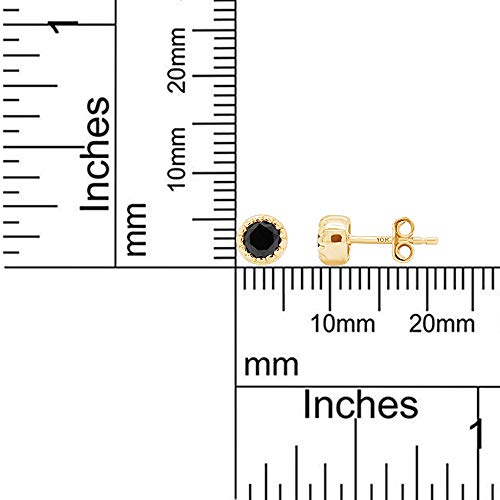 1/8 Carat Black Natural Round Diamond Solitaire Stud Earrings In 10K Yellow Gold Jewelry For Womens Push Back (Black Color, I2-I3 Clarity) #TOP3