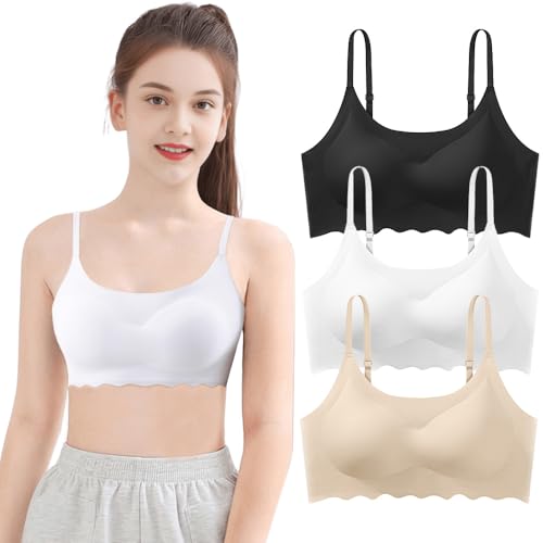 Girls Training Bra Teen Zero Feel Wireless Sports Bras with Removable Padding Bralette for Kids 12-18 Years
