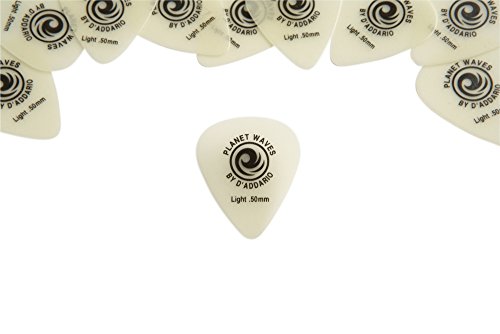 Palheta de guitarra D'Addario Cellu-Glow, leve, pacote com 10