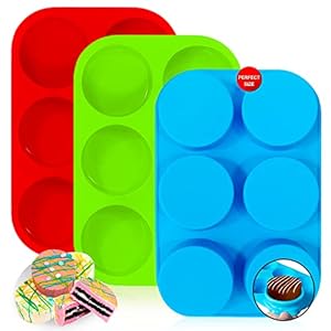 Silicone Oreo Cookie Mold, Walfos Round Cylinder Chocolate Covered Oreos Molds, BPA Free and Non-Stick, Perfect for Cookies, Oreos, Candy, Soap, Cupcake, Pudding, Jello, Set of 3