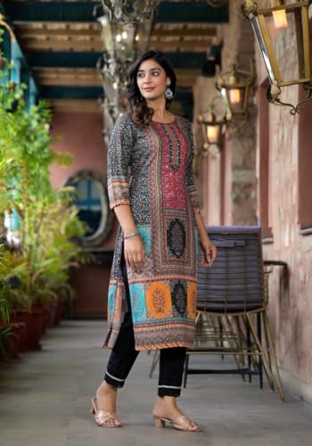 Image of Juniper Multi-Panel Ethnic Printed Straight Kurta