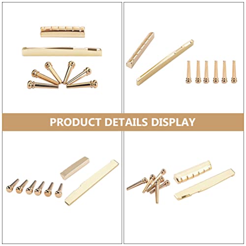EXCEART 8Pcs Bronze Dourado Ponte Pinos Com Ponte Guitarra Sela Porca para Violão
