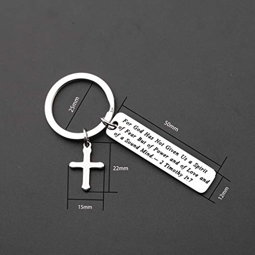 MAOFAED Religious Jewelry For God Has Not Given Us A Spirit of FearChristian Jewelry Bible Verse Keychain Bible Study Gift2