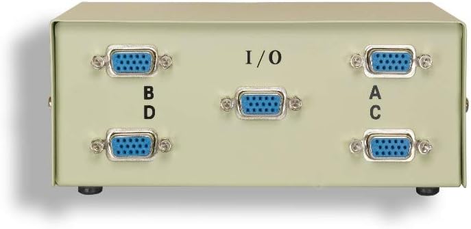 KENTEK VGA HD15 4 Way Manual Data Switch Box 15 Pin Female I/O ABCD Port for PC MAC to Video Display Monitors