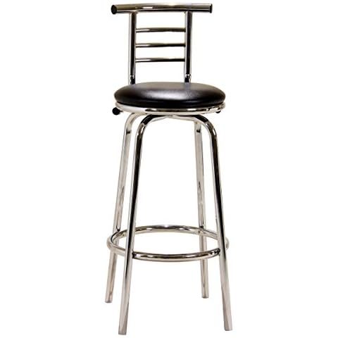 Set Of 2 Bar Stools Chrome Swivel Narrow Back BM-015P, 355W Round x 1040H, Living Room Furniture Cover