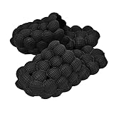 Rojeam House Slippers for Women and Men EVA Shower Shoes Massage Bubble Slides Bathroom Sandals Black Size 7/8