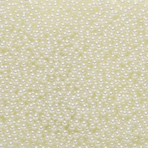 QUARKZMAN 5000pz Perle Finte Lavorazione 4mm Senza Foro Perle Rotondo ABS per Riempitivi Vaso Realizzazione Gioielli Riempitivo Scatole Cosmetiche Spargimento Tavolo Decorazione Casa Beige