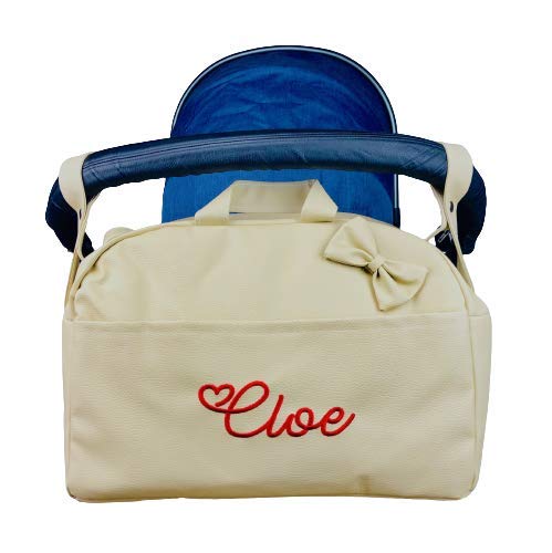 Danielstore Bolso Bebé de Polipiel Carrito-Hospital Personalizado con Nombre Bordado (Camel)