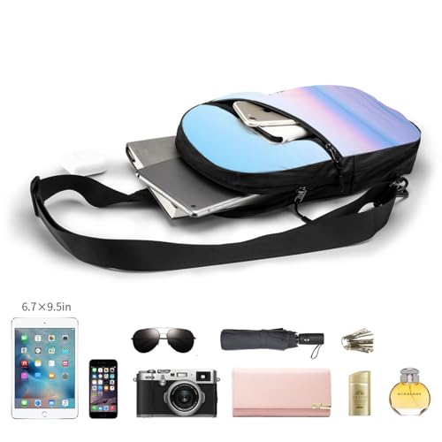 Blue and Purple Pastel Colors Print Men's and Women's Foldable Crossbody Bag,Sports Crossbody Bags,and Daily Chest Bags4
