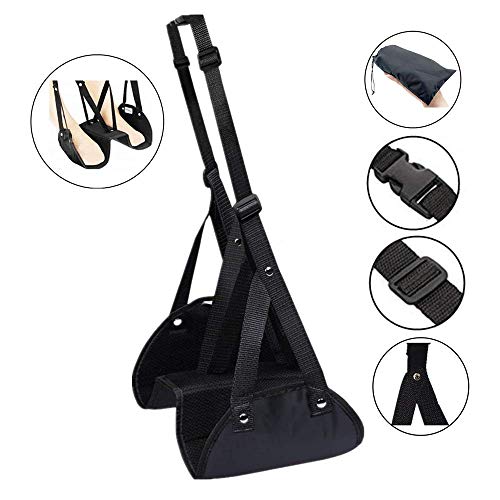 Reposapiés de Viaje portátil, Reposapiés de avión Ajustable y Plegable, Reposapies Viaje Portátil,Hamaca para Pies Portátil,Reposapi Avion,Reposapiés Hamaca para Avión, Viajes, Oficina, Hogar - Negro