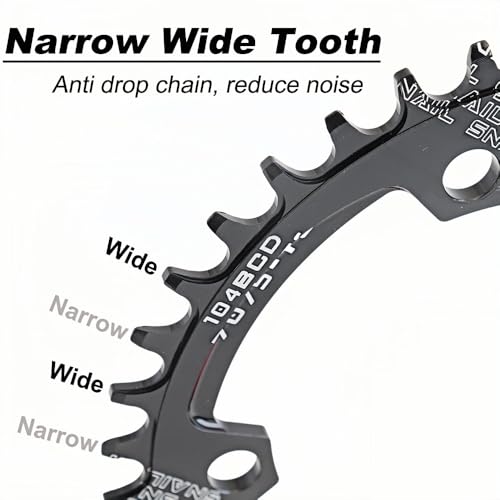 MTB Fahrrad-Kettenblatt 104BCD schmales breites Kettenblatt, 32T, 34T, 36T, 38T, runde ovale Kettenblätter, Aluminium-Kettenblätter, passend für 8-, 9-, 10-, 11-Gang-Kettenblätter (Rund, 38T)