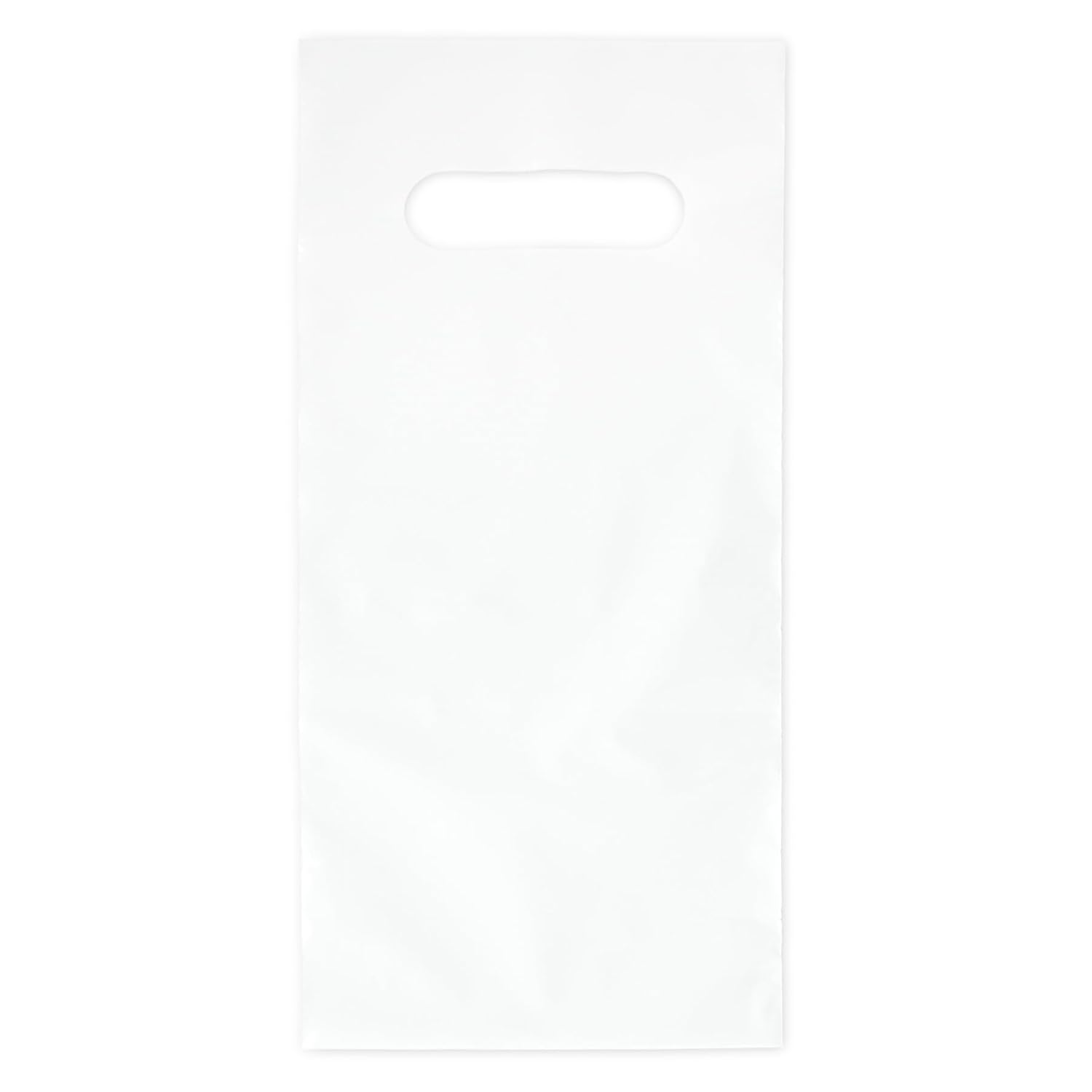Practicon Plastic Merchandise Bag with Die Cut Handle, 6" x 12" Size, 2 Mil Bag, 100 Pack, White
