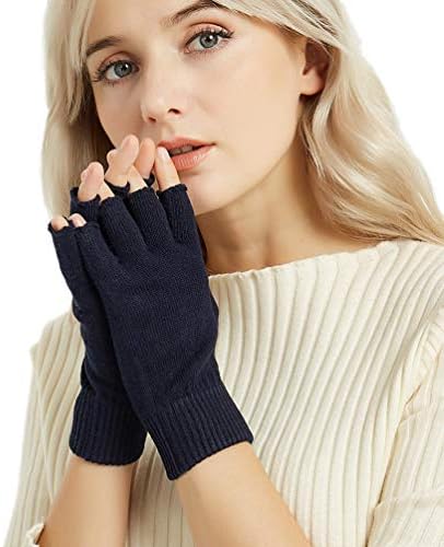 Novawo Wool Blend Fingerless Gloves Warm Arm Warmers Unisex Winter Gloves