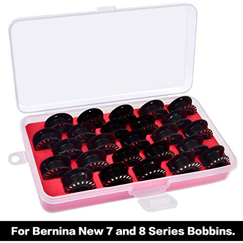 Bobbin Case for Bernina New 7 and 8 Series Jumbo Bobbins Storage Holder Sewing Box Thread Organizer Holds 25pcs Bobbins for Sewing Machine- Red(Box Only)