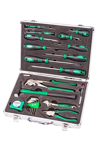 Brüder Mannesmann Komplett-Profi-Reparaturwerkzeug-Set 24-tlg., TÜV/GS-geprüft, 10 Jahre Garantie, Aluminiumkoffer, ideal für Haushalt, Auto und DIY | M29024