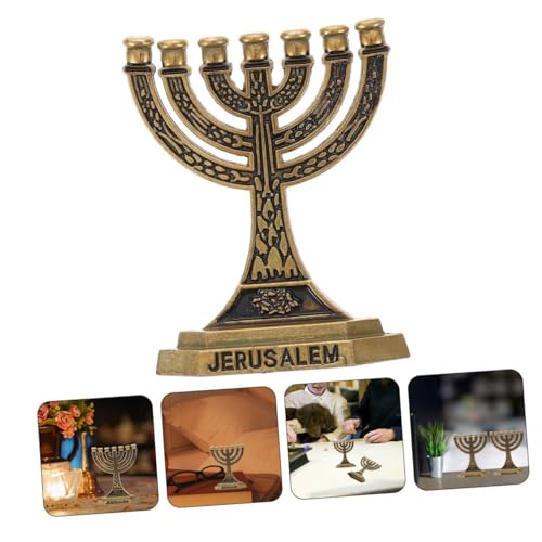 Miniatura 3 de Cabilock Candelabros Menorá De 7 Brazos Retro 2 Piezas Aleación Acabado Brillante Decorativos Religiosos Para Mesa Hogar Iglesia Fiesta