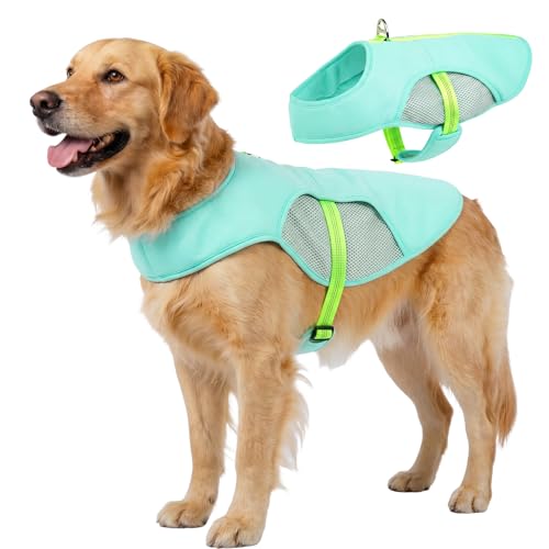 IECOii Cooling Large Dog Vest for Outdoor Adventures, Lightweight Breathable Summer Shirt with Leash Ring, Reflective Pet Cooling Harness for Hiking,