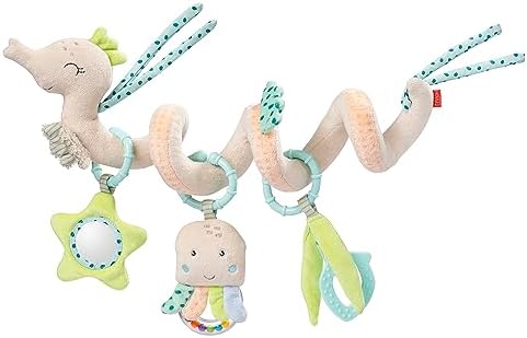 Fehn Activity-Spirale Seepferd – Motorikspielzeug mit Lernfunktionen | Zum Berühren, Fühlen und Spielen – für zu Hause und unterwegs – für Babys ab Geburt