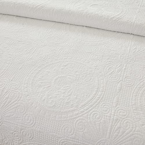 Brandream 6-Piece White Beige Quilt Bedding Set Queen Size Cotton Boho Sunflower Medallion Bedspread Coverlet Set #TOP5