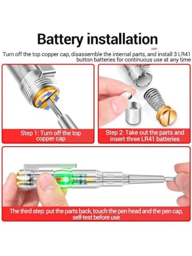 Image of 1 Pcs Electrical Tester Pen, 70-250V Induction Power Detector Pen Electrical Screwdriver Circuit Tester, Electrical Tester Pen with LED Color Light, Non-Contact AC Voltage Tester Pen.