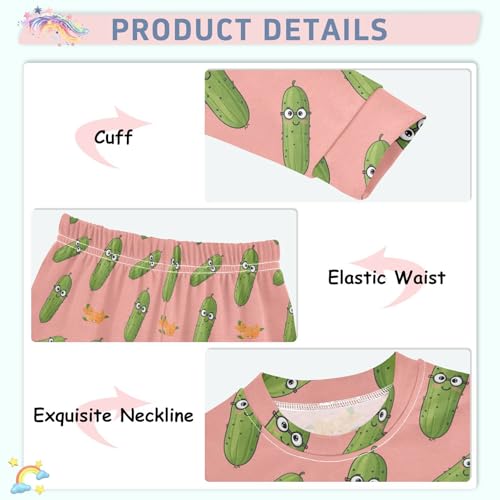 Pajama Sets Long Sleeve Cute Pickles with Funny Faces Soft Comfy Sleepwear 2 Piece PJS 3-8T4