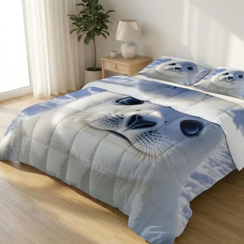 Edredón de 180 x 200 cm, surrealismo, para todo el año, edredón sin funda con estampado animal, reversible, lavable y suave