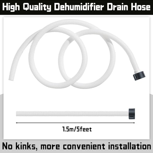 Conderyang Dehumidifier Drain Hose 3/4 Inches FHT Connection with Rust-Resistant PE Connectors Cuttable Drainage Pipe Replacement Hose for Most Brand of Dehumidifiers, 5 Feet White