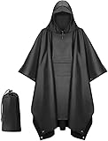 GDJIAJT Poncho de lluvia impermeable 210T Oxford, chubasquero para hombre, poncho para festival, bicicleta y senderismo, 3 en 1, chubasquero con capucha para camping