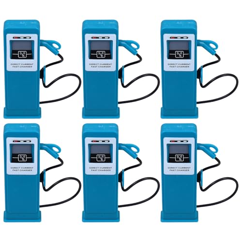 WHAMVOX 6 Stück Miniatur Auto Ladestation Realistische Elektrofahrzeug Ladegerät Modell für Pädagogisch Sicher Langlebig Verkehrs Energiewissen