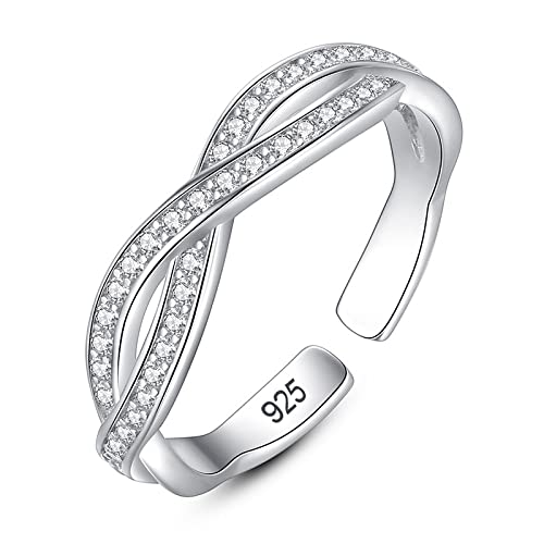 Anneau réglable pour femmes motif géométrique en diamant bague ouverture croisée mariage